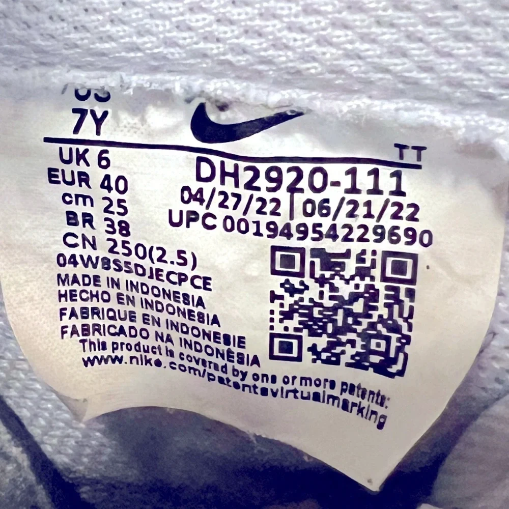 Nike Air Force 1 Low in White- Size 7Y, Woman’s 8.5